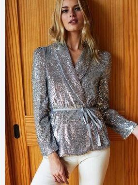 Emerson Fry Silver Sequin Paris Jacket